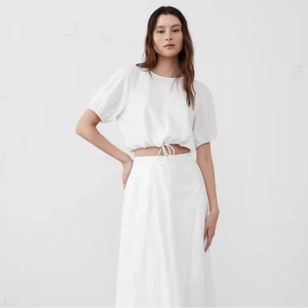 Women’s Banana Republic White Linen Blend Bubble Blouse, Large